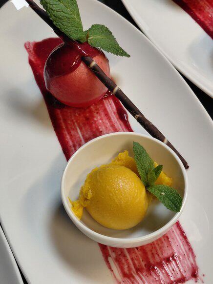 Dessert — Sorbet-Variation im Restaurant Zum Goldenen Ochsen